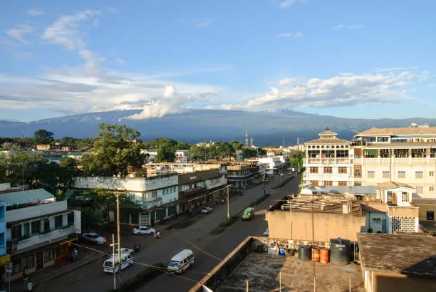 Moshi town with Kilimanjaro in the background