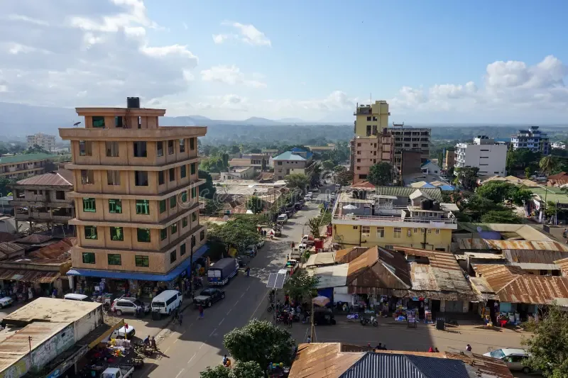 Moshi town with Kilimanjaro in the background